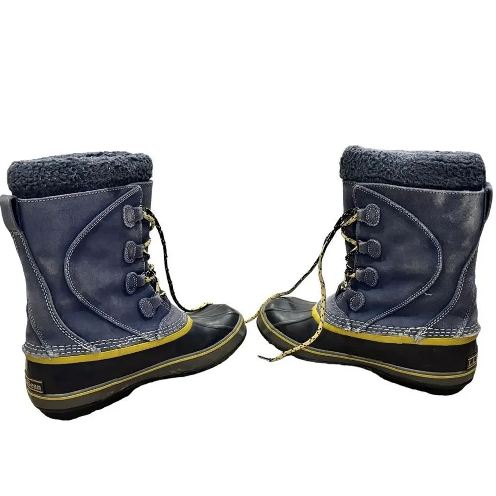 L.L. Bean Kids Gray Lace Up Fleece Lined Winter Snow Boots. Big Kids 6.